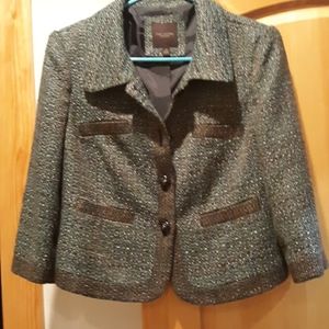 EUC green/black twill blazer